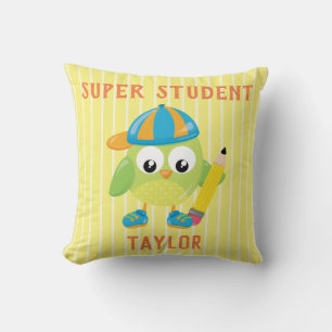 Green Owl Super Student Kussen