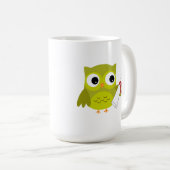 Green Owl with Diploma Afstuderen Mok (Voorkant rechts)