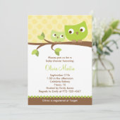 Green Owls Baby Shower-uitnodigingen Kaart (Staand voorkant)