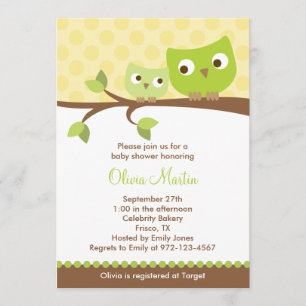 Green Owls Baby Shower-uitnodigingen Kaart