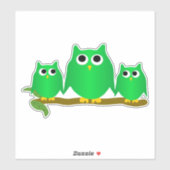 Green Owls Design Sticker (Vel)