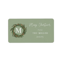 Green PA Wreater Monogram Merry Kerstlabel V2
