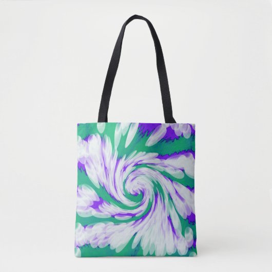 Green Paars Tie Dye Swirl Tote Bag (Voorkant)
