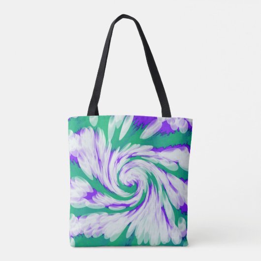 Green Paars Tie Dye Swirl Tote Bag (Achterkant)