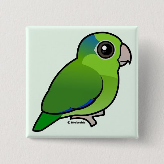 Green Pacific Parrotlet Vierkante Button 5,1 Cm (Voorkant)