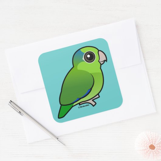 Green Pacific Parrotlet Vierkante Sticker (Envelop)