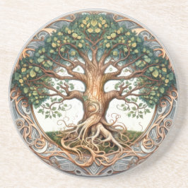 Green Pagan Tree of Life Sandstone Onderzetter