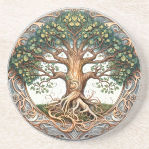 Green Pagan Tree of Life Sandstone Onderzetter