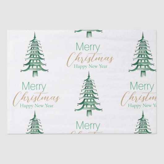 Green Pagoda Kerstboom Tissue Paper Tissuepapier (Voorkant)