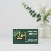 Green Paint Splatter Gold Home Brush Visitekaartje (Staand voorkant)