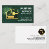Green Paint Splatter Gold Home Brush Visitekaartje (Voorkant / Achterkant)