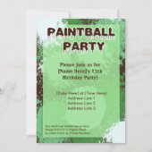 Green Paintball Party nodigt uit Kaart (Voorkant)