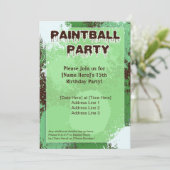 Green Paintball Party nodigt uit Kaart (Staand voorkant)