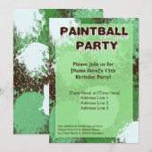 Green Paintball Party nodigt uit Kaart (Voorkant / Achterkant)