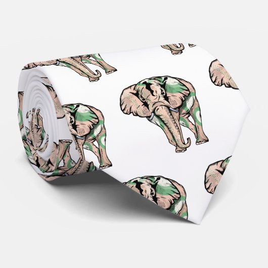 GREEN PAINTED ELEPHANT STROPDAS (Opgerold)