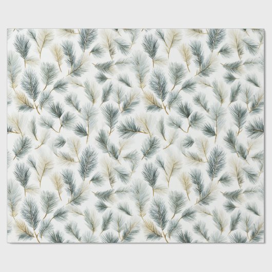 Green painterly spruce and pine pattern cadeaupapier (Vlak)