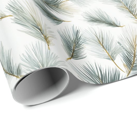 Green painterly spruce and pine pattern cadeaupapier (Rol Hoek)