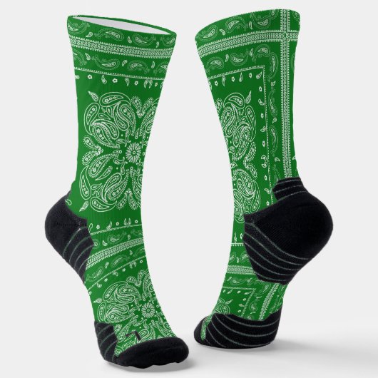 Green Paisley Bandana Print Socks Sokken (Gebogen)