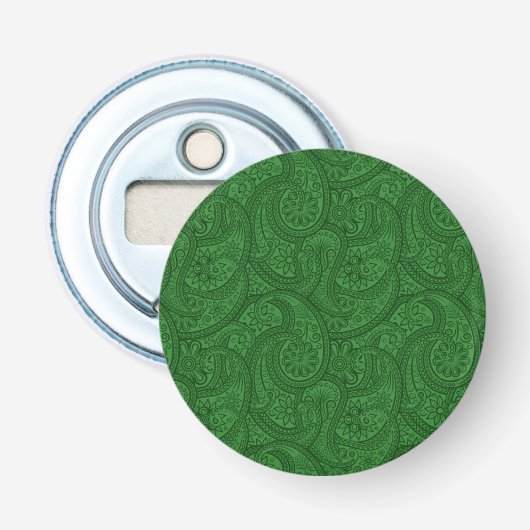 Green Paisley Button Flesopener (Voorkant)