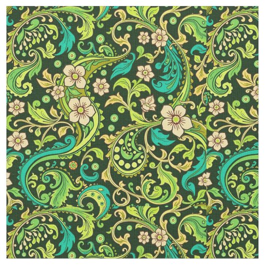 Green Paisley Design Stof (Close Up)
