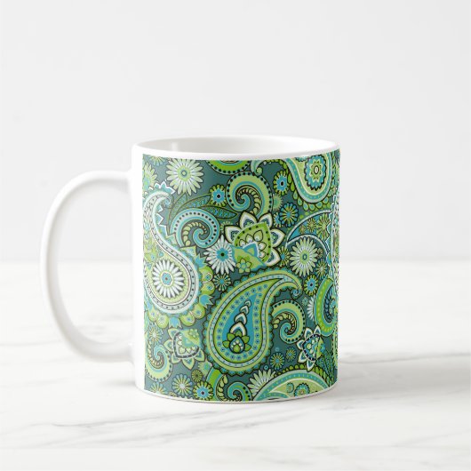 Green Paisley Koffiemok (Links)