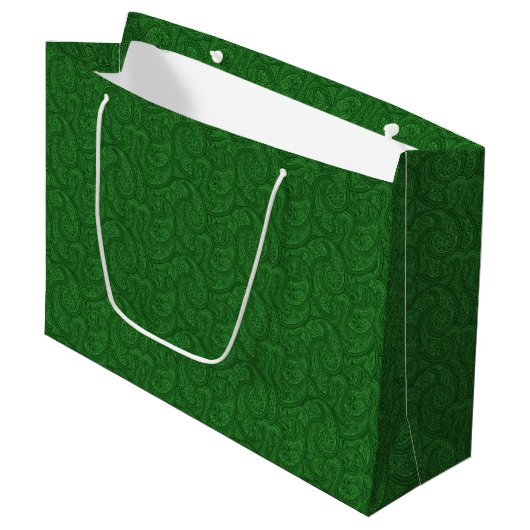 Green Paisley Large Cadeautasje (Voorkant Gekanteld)