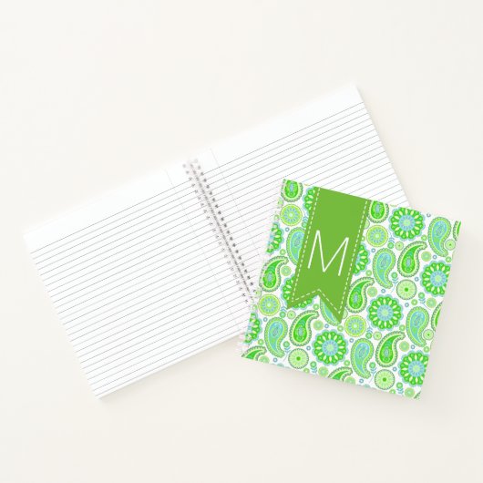 Green Paisley Monogrammed Notitieboek (Binnen)