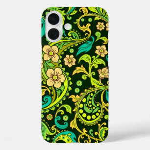 Green Paisley Pattern iPhone 16 Plus Hoesje