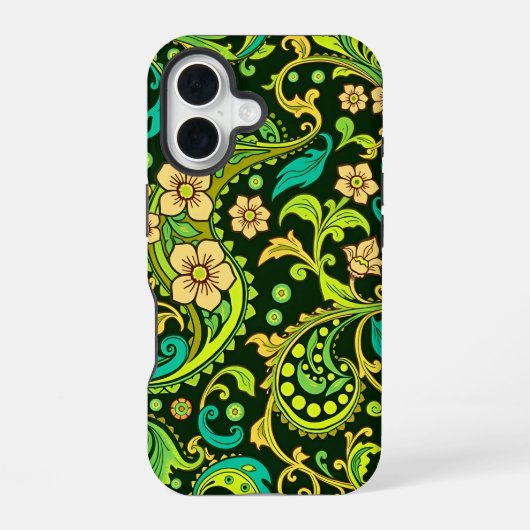 Green Paisley Pattern iPhone 16 Hoesje (Achterkant)