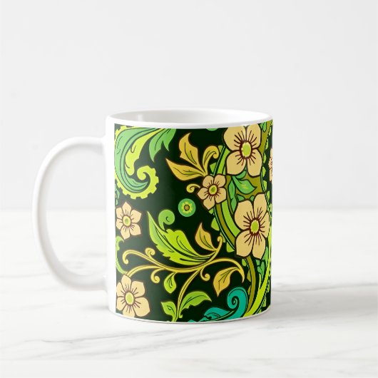 Green Paisley Pattern Koffiemok (Links)