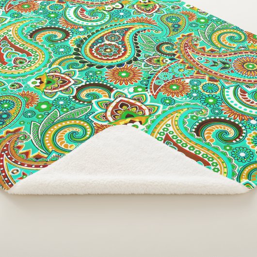 Green Paisley Pattern Sherpa Deken (3/4)