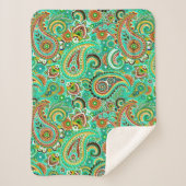 Green Paisley Pattern Sherpa Deken (Voorkant)