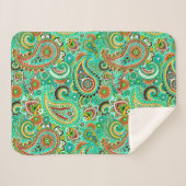 Green Paisley Pattern Sherpa Deken (Voorkant (horizontaal))