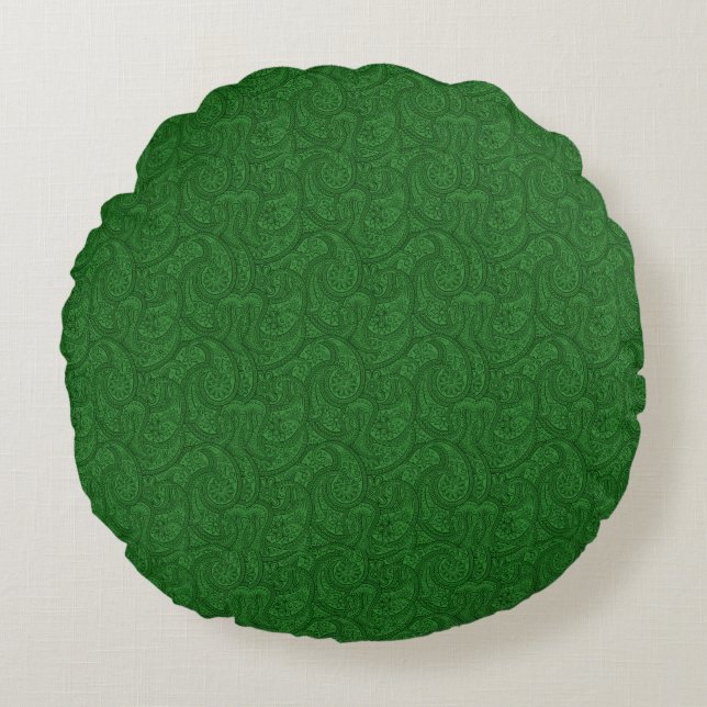 Green Paisley Rond Kussen (Voorkant)