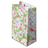 Green Palm Flamingo Gift Bag Klein Cadeauzakje (Voorkant Gekanteld)