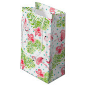 Green Palm Flamingo Gift Bag Klein Cadeauzakje (Achterkant Gekanteld)