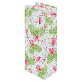 Green Palm Flamingo Gift Bag Wijn Cadeautas (Achterkant Gekanteld)