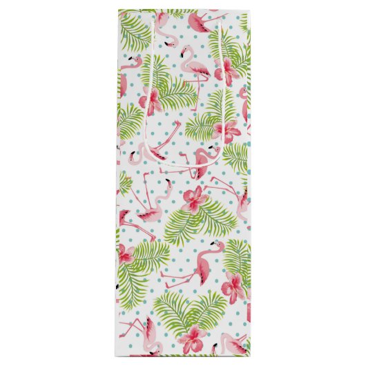 Green Palm Flamingo Gift Bag Wijn Cadeautas (Voorkant)