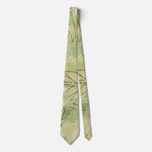 Green Palm Frond Pattern Stropdas (Voorkant)
