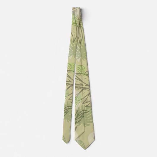 Green Palm Frond Pattern Stropdas (Achterkant)