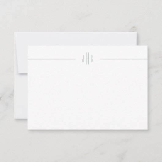 Green Palm Leaf Minimal Monogram Note Kaart (Voorkant)