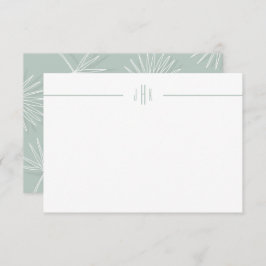 Green Palm Leaf Minimal Monogram Note Kaart