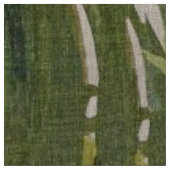 Green Palm Leaf Print Linen Fabric Stof (Close Up)