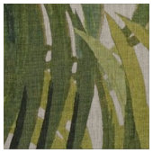 Green Palm Leaf Print Linen Fabric Stof (Swatch)