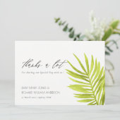 GREEN PALM LEAF WATERVERF FOLIAGE DANK U BEDANKKAART (Staand voorkant)