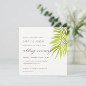 GREEN PALM LEAF WATERVERF FOLIAGE WEDDING KAART (Staand voorkant)