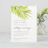 GREEN PALM LEAF WATERVERF FOLIAGE WEDDING KAART (Staand voorkant)