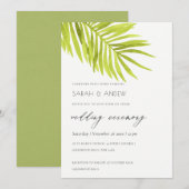 GREEN PALM LEAF WATERVERF FOLIAGE WEDDING KAART (Voorkant / Achterkant)