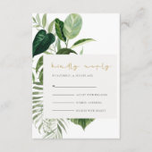 Green Palm Leafy Tropical Foliage Wedding Rsvp Informatiekaartje (Voorkant)