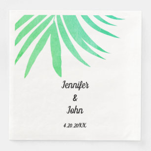 Green Palm Leaves Waterverf Elegant Cool Wedding Servet